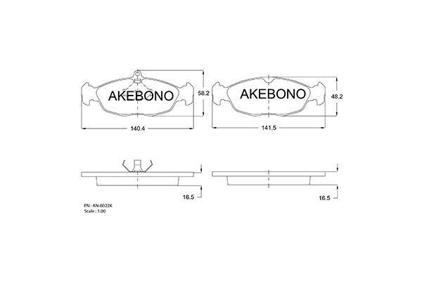 Akebono AN-8022K Brake Pad Set, disc brake AN8022K