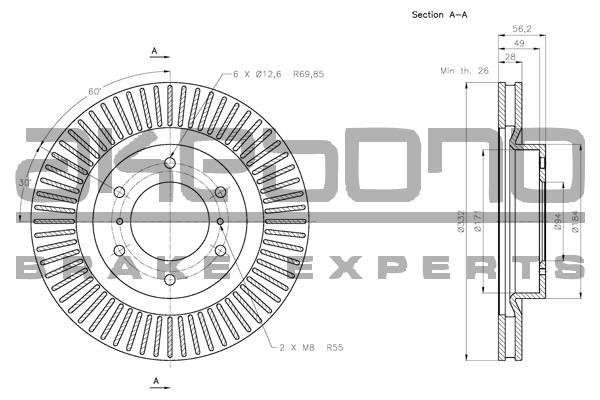 Akebono BN-0761E Front brake disc ventilated BN0761E