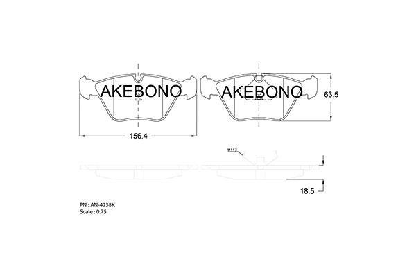 Akebono AN-4238KE Brake Pad Set, disc brake AN4238KE