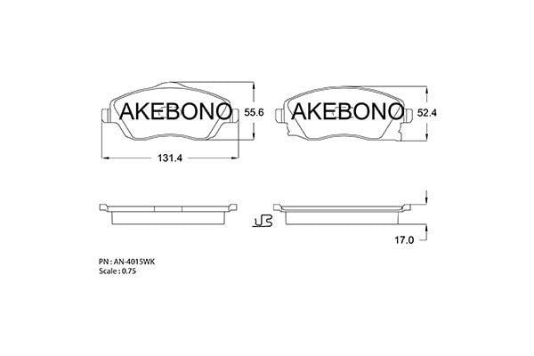 Akebono AN-4015WK Brake Pad Set, disc brake AN4015WK