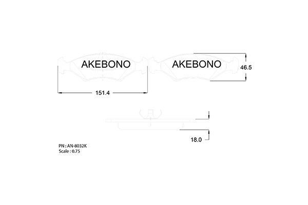 Akebono AN-8032KE Brake Pad Set, disc brake AN8032KE
