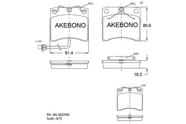 Akebono AN-4037WK Brake Pad Set, disc brake AN4037WK