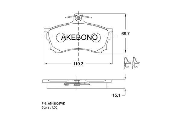 Akebono AN-8005WKE Brake Pad Set, disc brake AN8005WKE