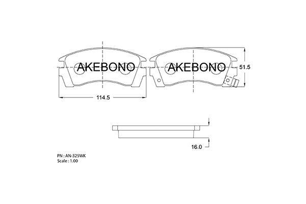 Akebono AN-325WKE Brake Pad Set, disc brake AN325WKE