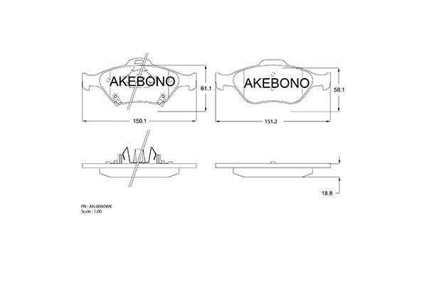 Akebono AN-8060WKE Brake Pad Set, disc brake AN8060WKE