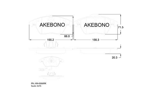 Akebono AN-4306WK Brake Pad Set, disc brake AN4306WK