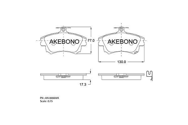 Akebono AN-8086WK Brake Pad Set, disc brake AN8086WK