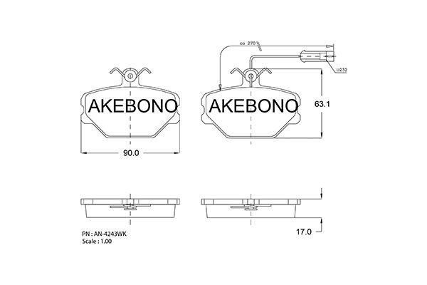 Akebono AN-4243WK Brake Pad Set, disc brake AN4243WK