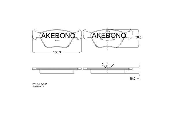 Akebono AN-4268KE Brake Pad Set, disc brake AN4268KE