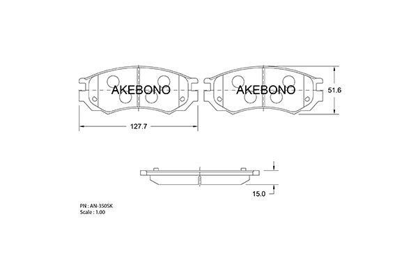 Akebono AN-350SKE Brake Pad Set, disc brake AN350SKE