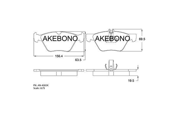 Akebono AN-4265K Brake Pad Set, disc brake AN4265K