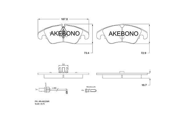 Akebono AN-4622WK Brake Pad Set, disc brake AN4622WK