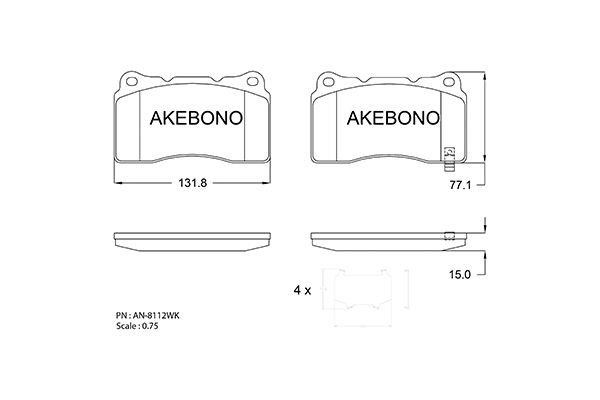 Akebono AN-8112WK Brake Pad Set, disc brake AN8112WK