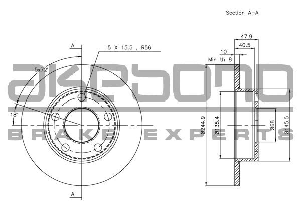 Akebono BN-0436E Rear brake disc, non-ventilated BN0436E