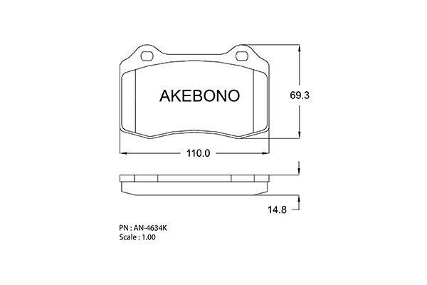Akebono AN-4634KE Brake Pad Set, disc brake AN4634KE