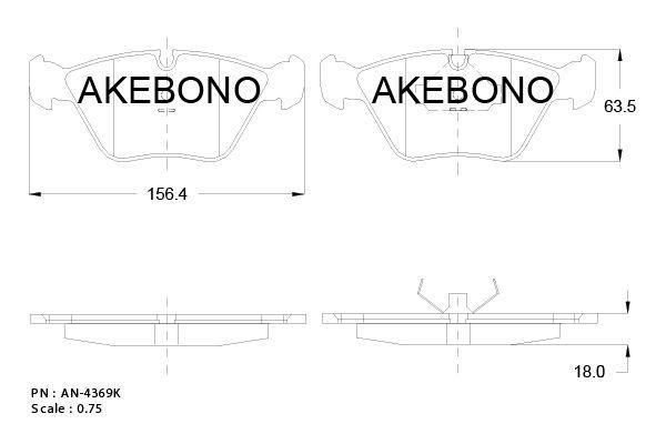 Akebono AN-4369K Brake Pad Set, disc brake AN4369K