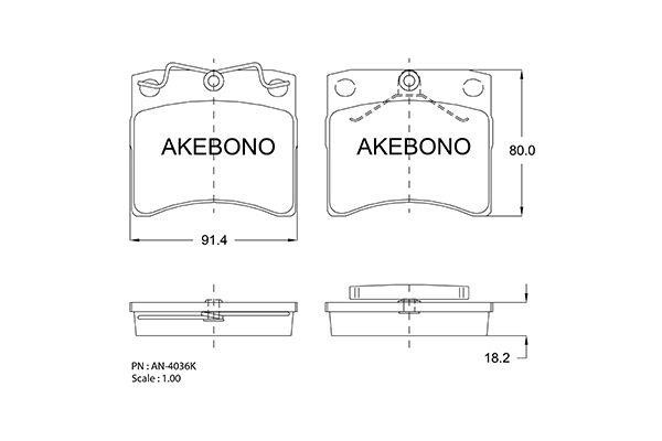 Akebono AN-4036K Brake Pad Set, disc brake AN4036K