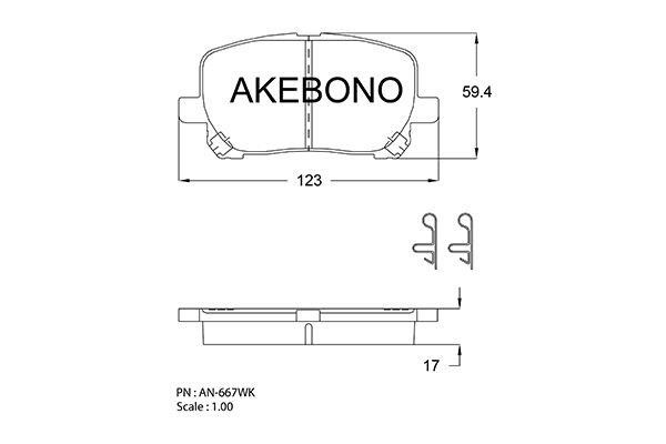 Akebono AN-667WKE Brake Pad Set, disc brake AN667WKE