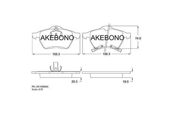 Akebono AN-4006WK Brake Pad Set, disc brake AN4006WK