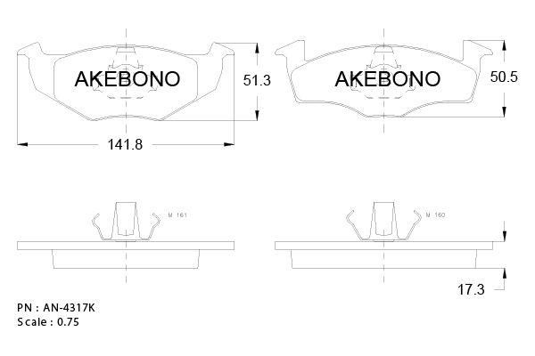 Akebono AN-4317K Brake Pad Set, disc brake AN4317K