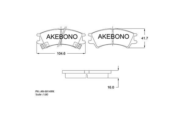 Akebono AN-8014WK Brake Pad Set, disc brake AN8014WK