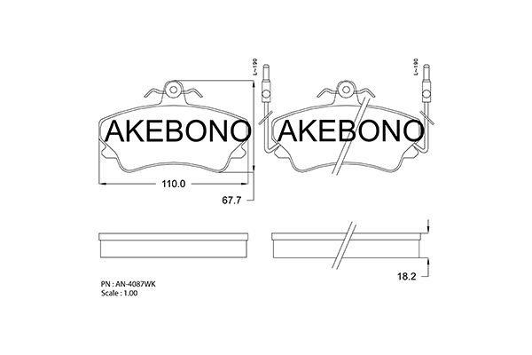 Akebono AN-4087WK Brake Pad Set, disc brake AN4087WK