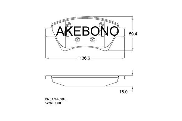 Akebono AN-4098K Brake Pad Set, disc brake AN4098K