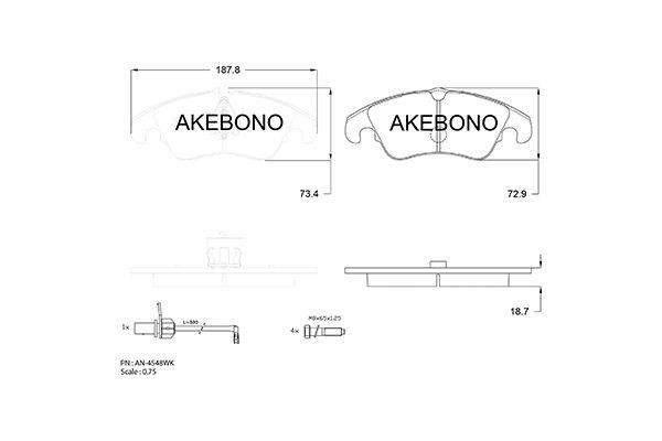 Akebono AN-4548WKE Brake Pad Set, disc brake AN4548WKE