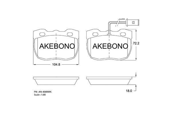 Akebono AN-4089WKE Brake Pad Set, disc brake AN4089WKE