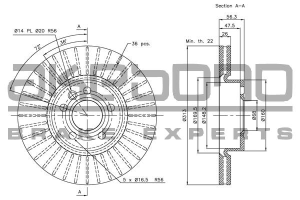 Akebono BN-0037E Front brake disc ventilated BN0037E