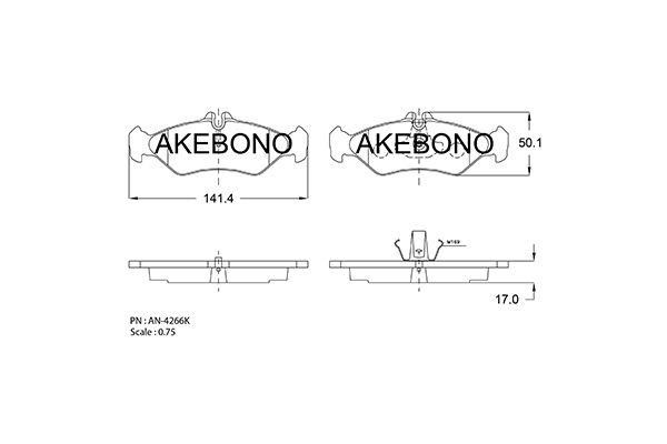 Akebono AN-4266K Brake Pad Set, disc brake AN4266K
