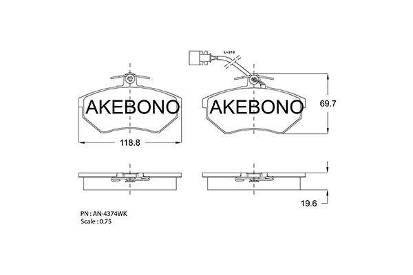 Akebono AN-4374WKE Brake Pad Set, disc brake AN4374WKE
