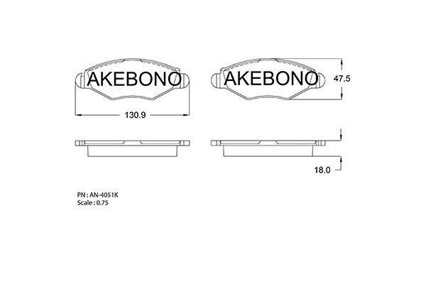 Akebono AN-4051KE Brake Pad Set, disc brake AN4051KE