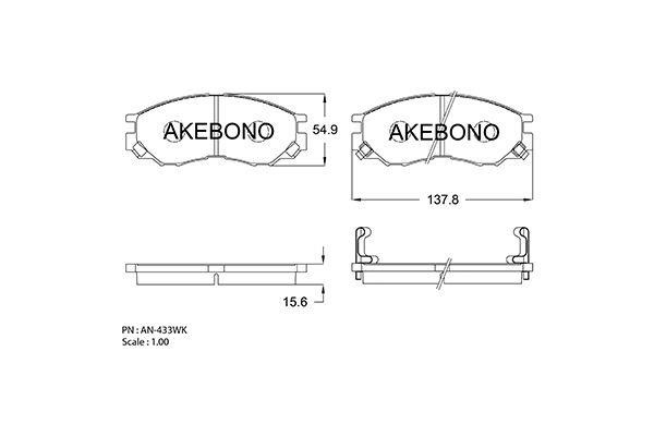 Akebono AN-433WKE Brake Pad Set, disc brake AN433WKE