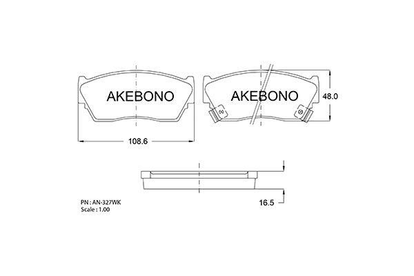 Akebono AN-327WKE Brake Pad Set, disc brake AN327WKE