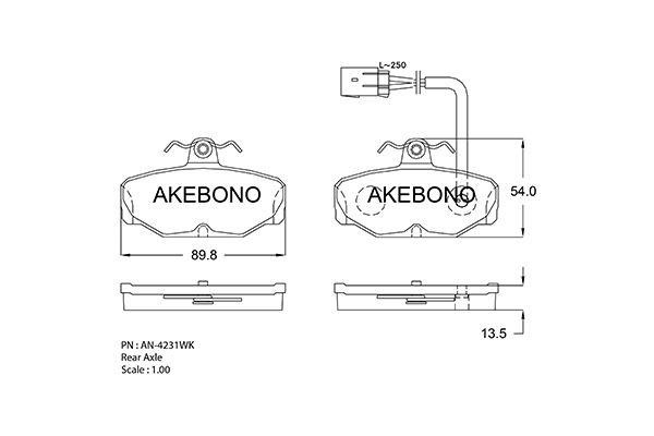 Akebono AN-4231WK Brake Pad Set, disc brake AN4231WK
