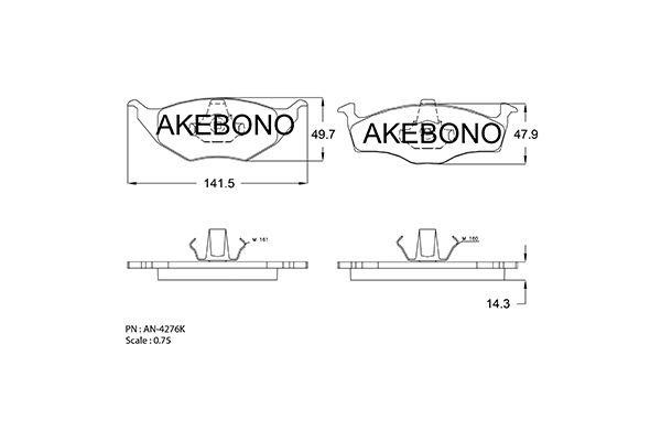 Akebono AN-4276K Brake Pad Set, disc brake AN4276K
