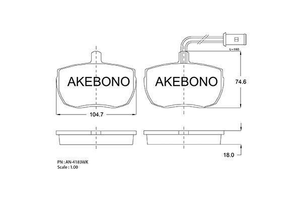 Akebono AN-4183WKE Brake Pad Set, disc brake AN4183WKE