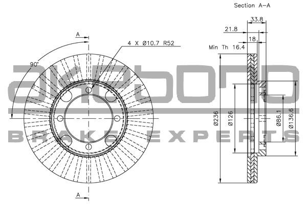 Akebono BN-1063E Front brake disc ventilated BN1063E