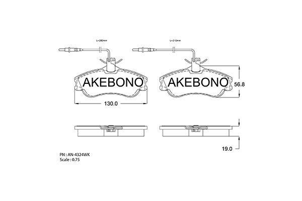 Akebono AN-4324WK Brake Pad Set, disc brake AN4324WK