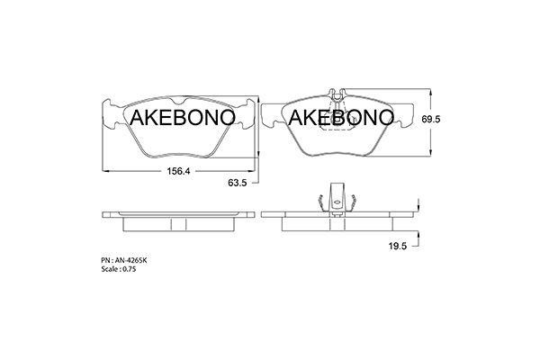 Akebono AN-4265KE Brake Pad Set, disc brake AN4265KE