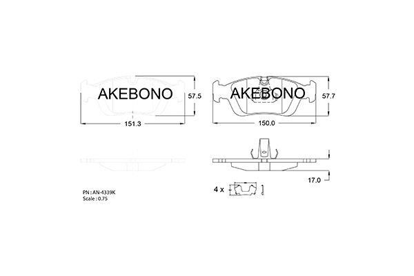 Akebono AN-4339KE Brake Pad Set, disc brake AN4339KE