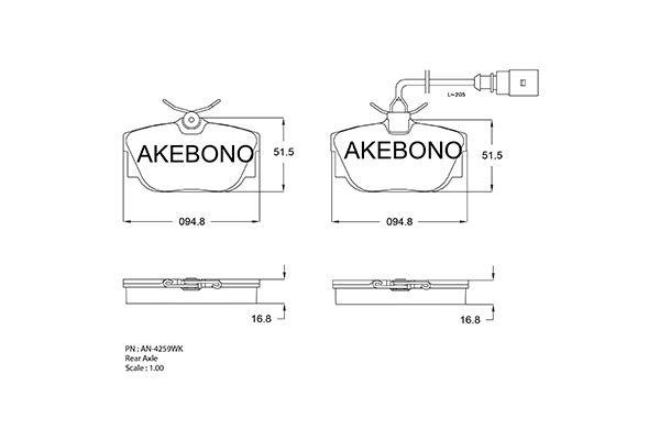Akebono AN-4259WK Brake Pad Set, disc brake AN4259WK