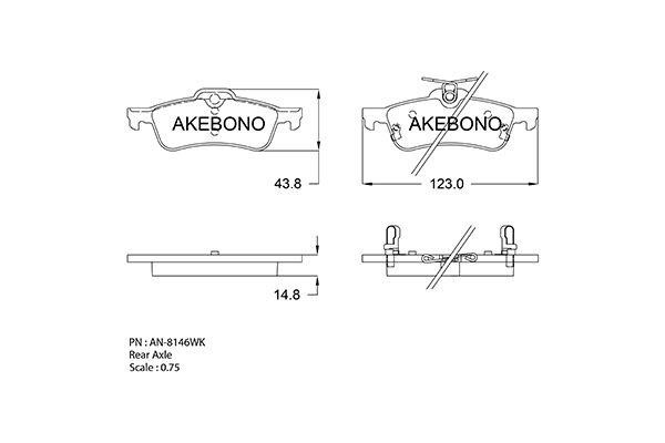 Akebono AN-8146WK Brake Pad Set, disc brake AN8146WK