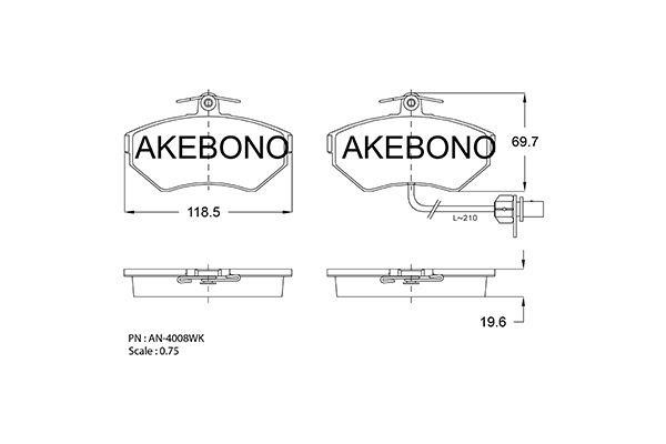 Akebono AN-4008WK Brake Pad Set, disc brake AN4008WK