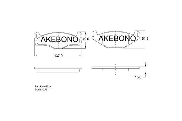Akebono AN-4412KE Brake Pad Set, disc brake AN4412KE