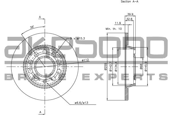 Akebono BN-0063E Rear brake disc, non-ventilated BN0063E