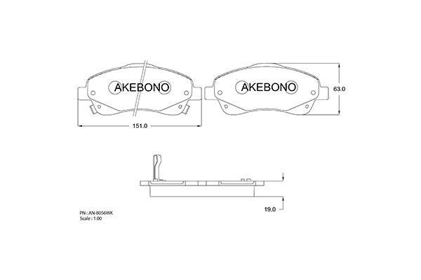 Akebono AN-8056WKE Brake Pad Set, disc brake AN8056WKE