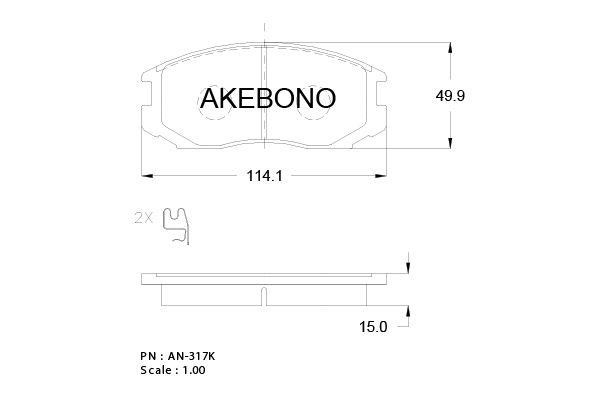 Akebono AN-317WKE Brake Pad Set, disc brake AN317WKE