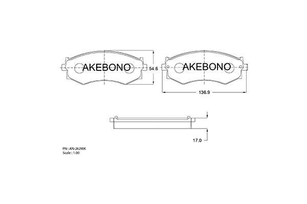 Akebono AN-262WKE Brake Pad Set, disc brake AN262WKE
